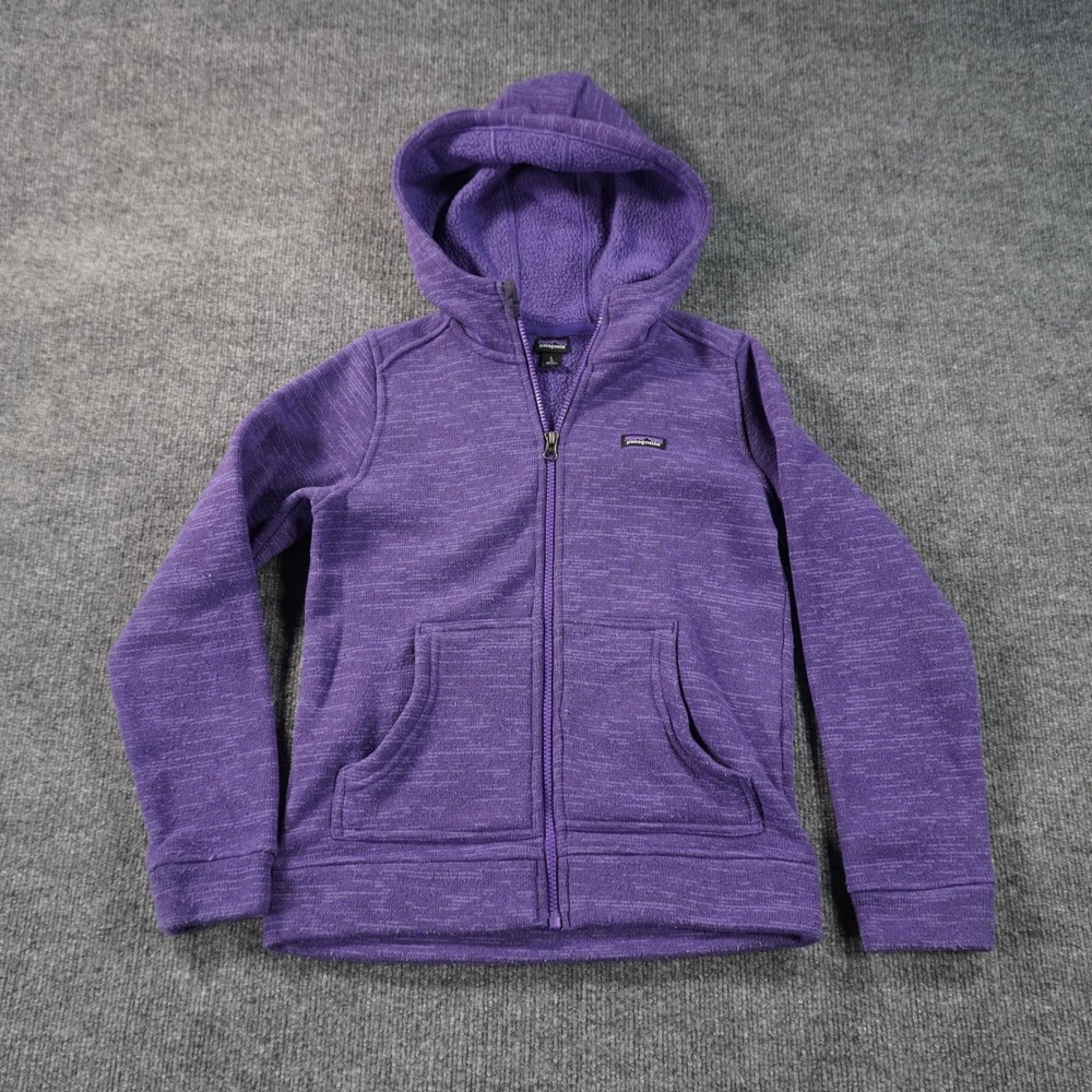 Patagonia Better Sweater Hoodie Kids L 12 Purple Heather Full Zip Fleece Jacket